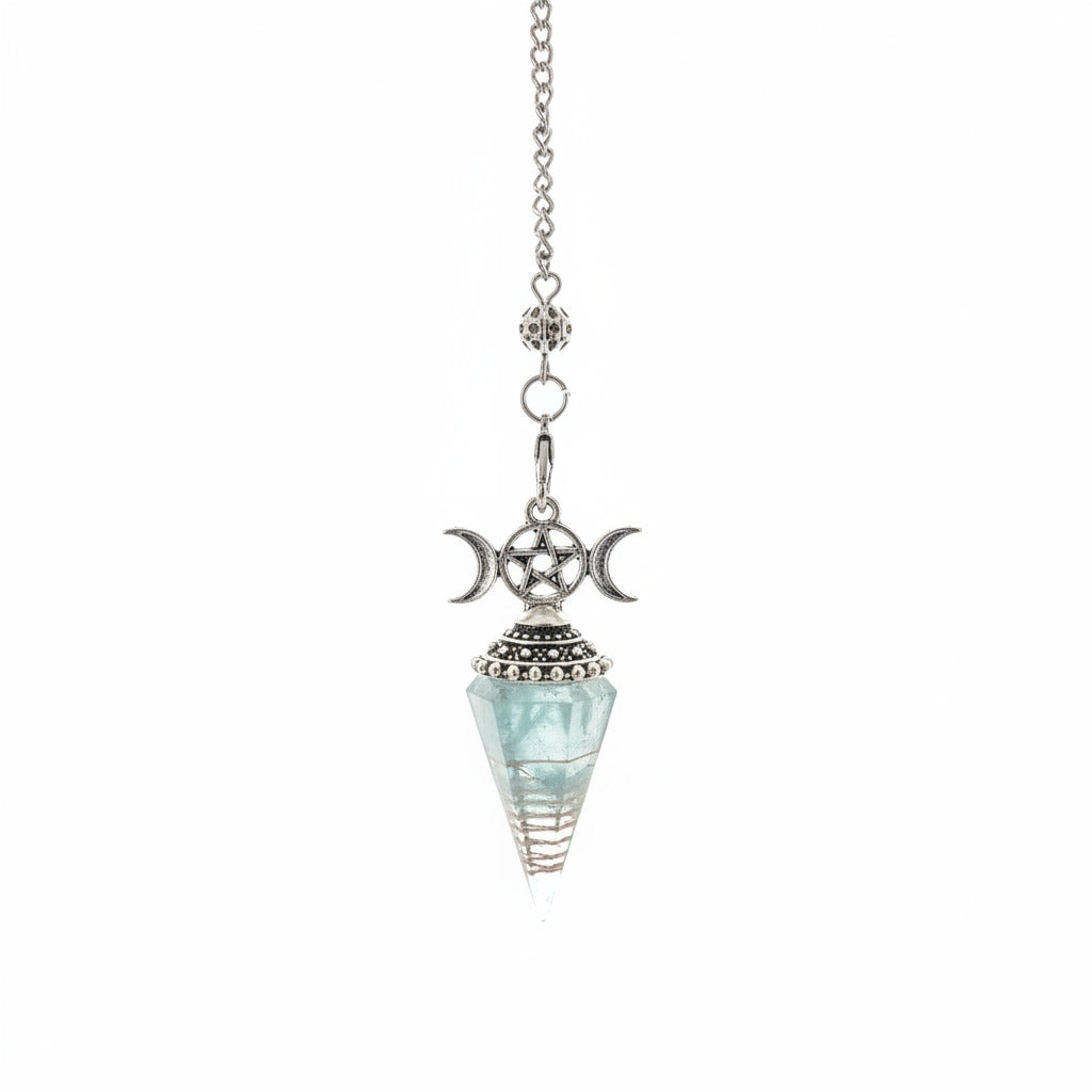 image of an Aquamarine pendulum on a chain