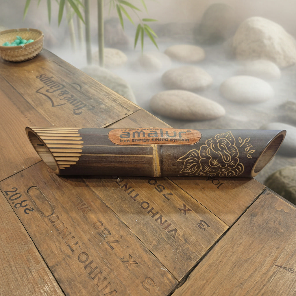 Natural bamboo speaker  with a natural background