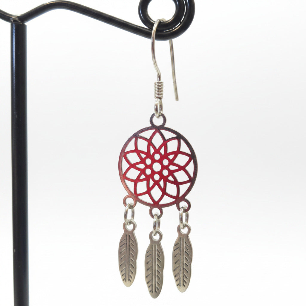 Stainless steel dream catcher earring hanging