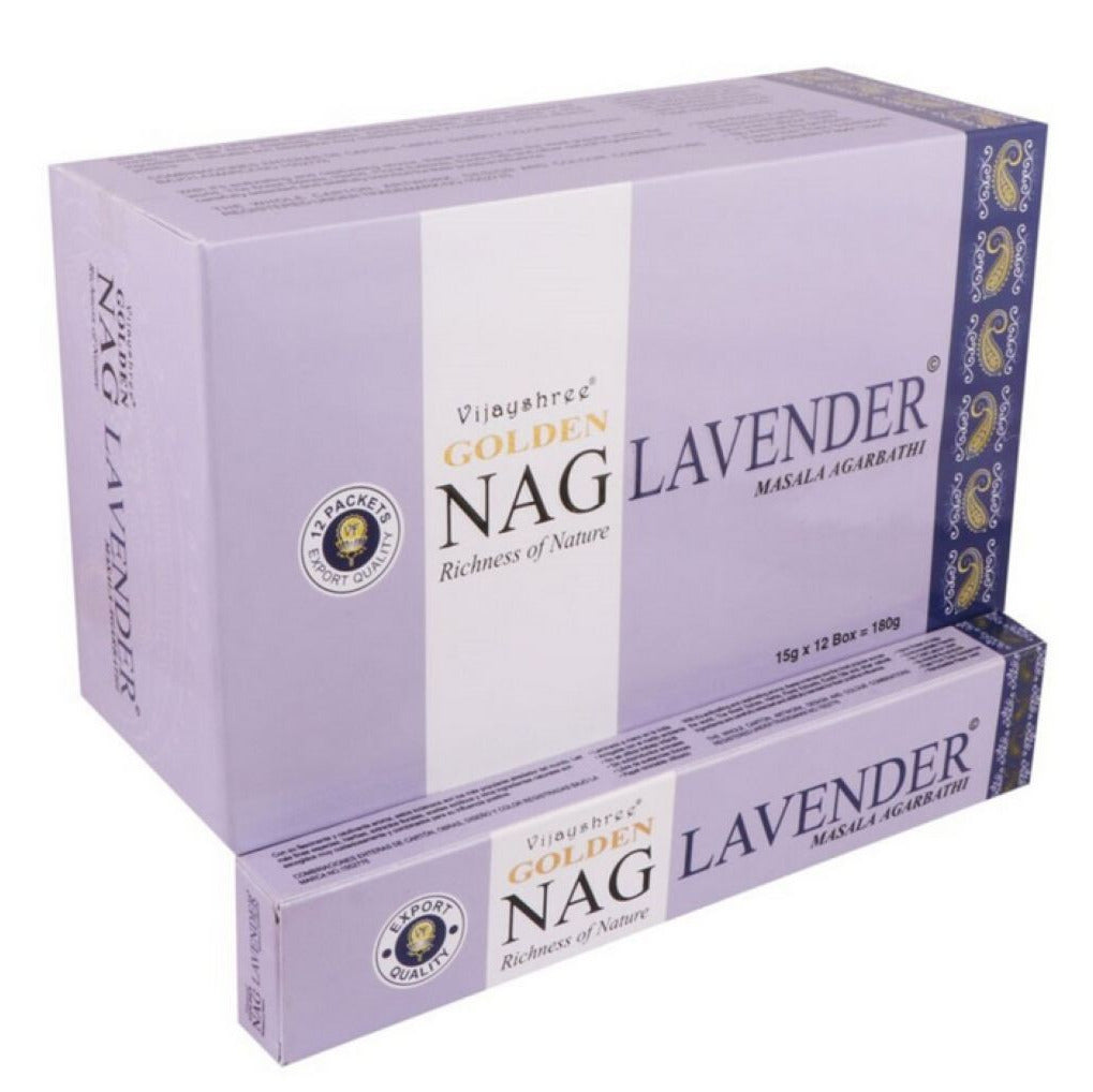 Purple box of Golden Nag Lavender incense