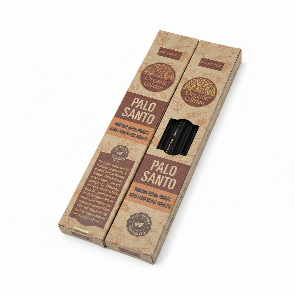 Two packages of Palo Santo incense on a white background