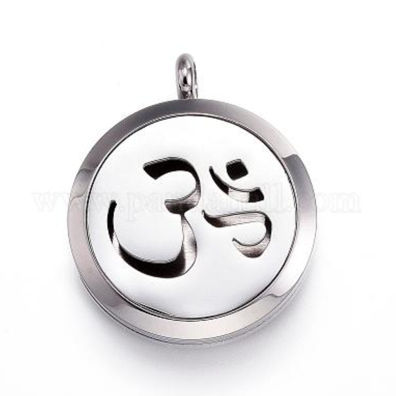Silver pendant with a symbol on a white background