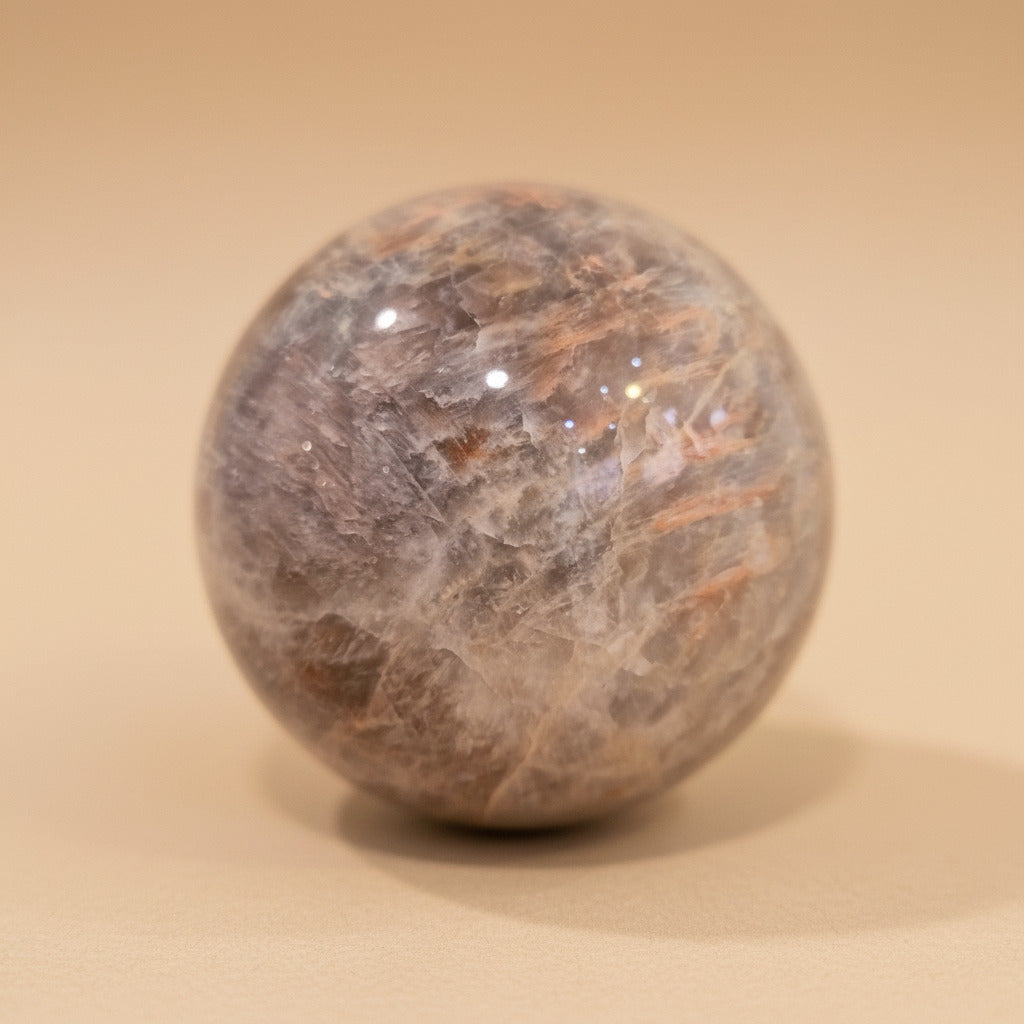 Marble-like sphere on a beige background
