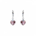Heart-shaped purple earrings on a white background