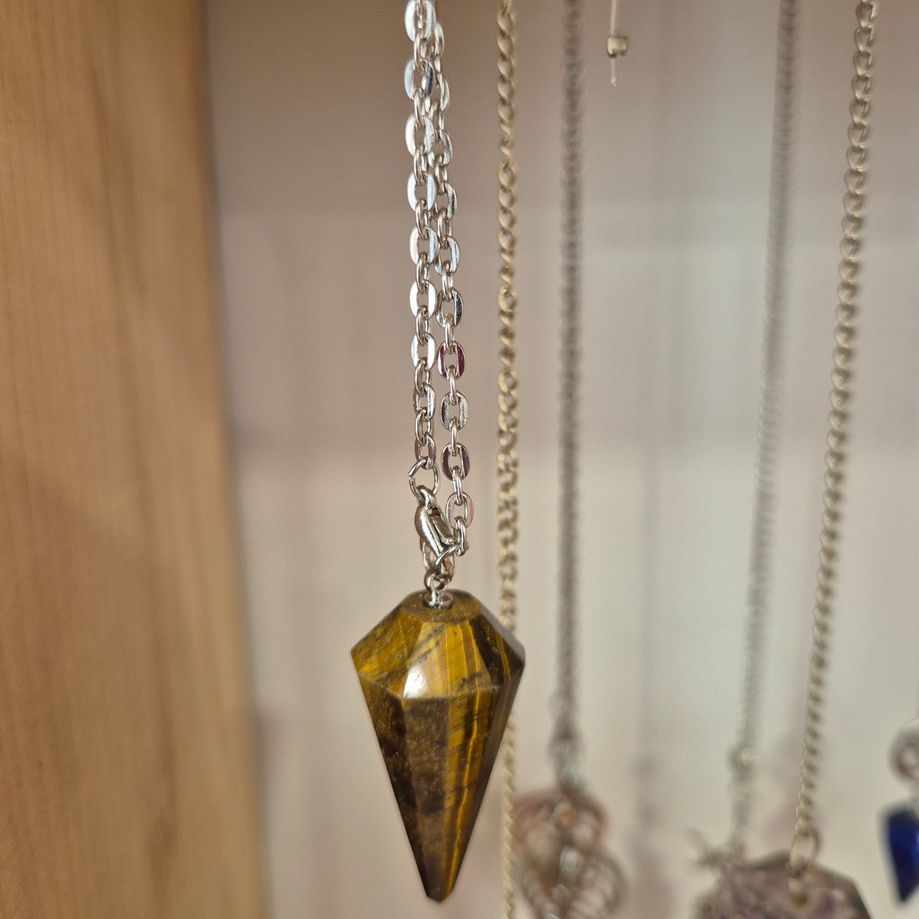 tigers eye pendulum on chain
