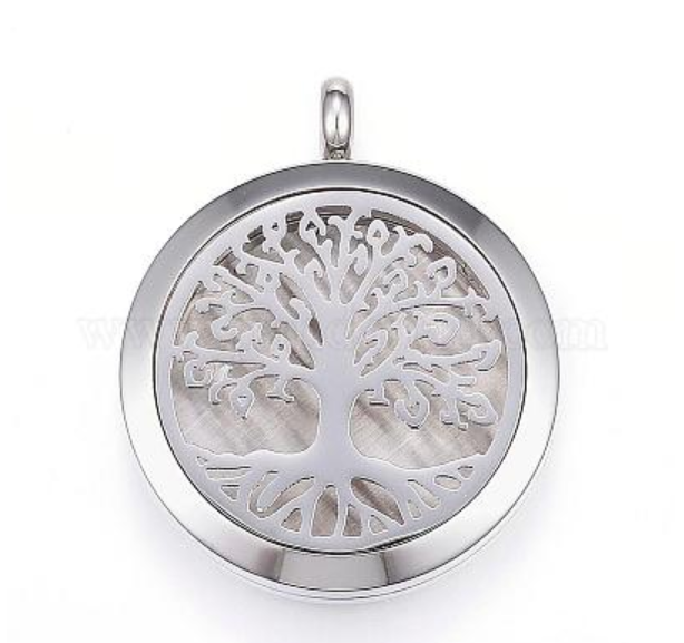 Silver tree of life pendant on a white background