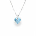 Necklace with a heart-shaped blue gemstone pendant on a white background