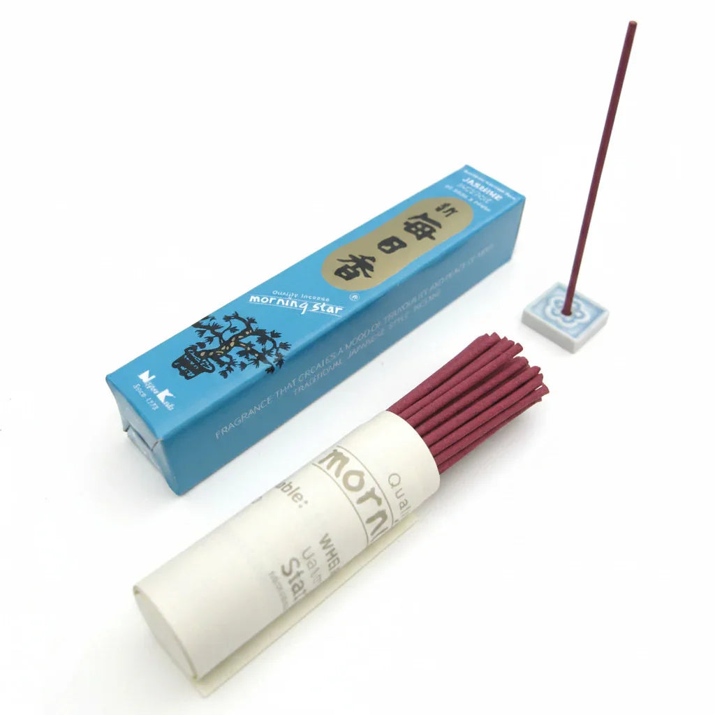 Incense sticks with a blue box labeled 'morning star' on a white background