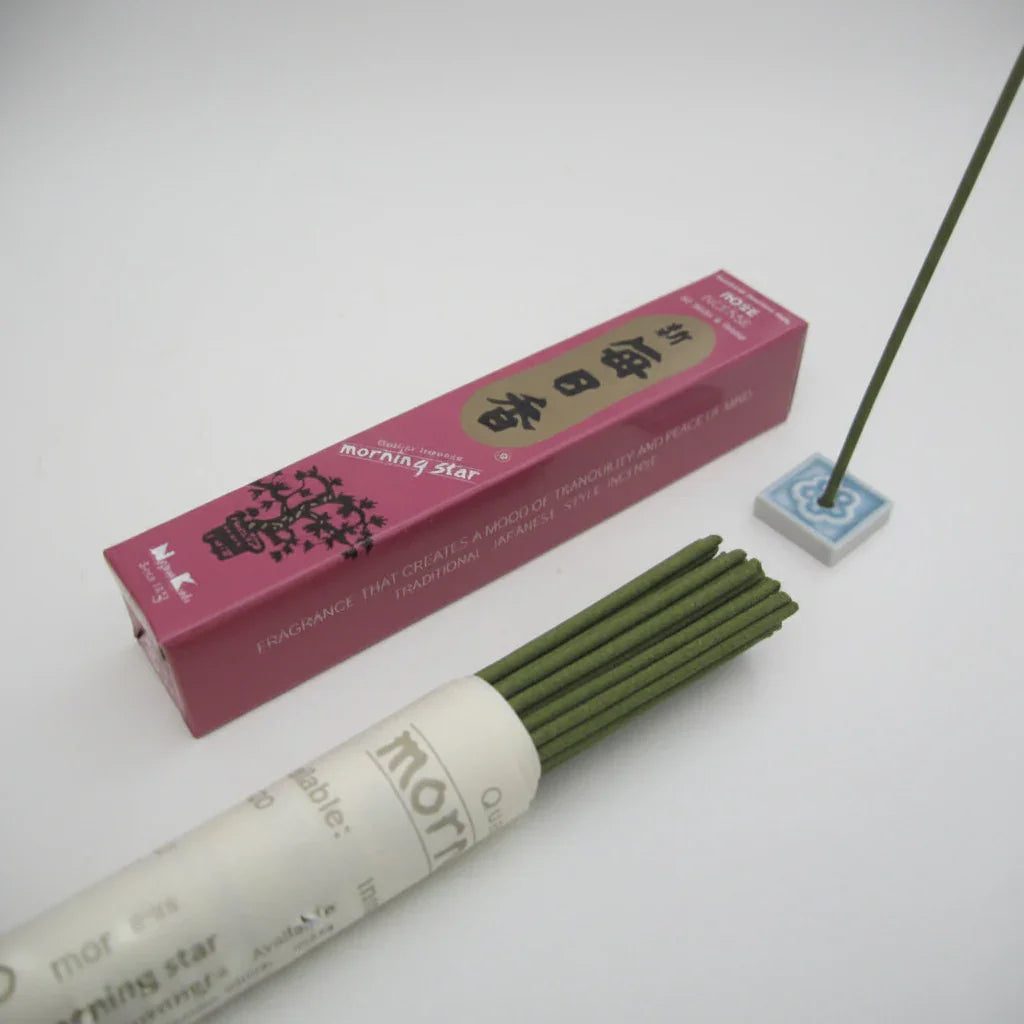 Incense sticks with a pink box labeled 'Morning Star' on a white background