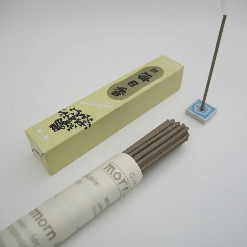 Incense sticks with packaging and a single stick on a white background