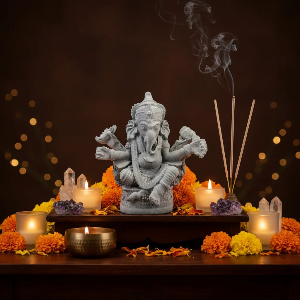 Statue of Ganesh made of polystone. Three sizes available 
